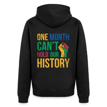 Ein Monat Kann Unsere Geschichte Nicht Für Pride - Unisex Premium Bio Zip Hoodie - Schwarz - Hinten - Nico (187cm)