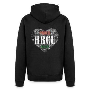 Stolzes Hbcu-schwarzes Für Stolzen Afroamerikaner - Unisex Premium Bio Zip Hoodie - Schwarz - Hinten - Nico (187cm)