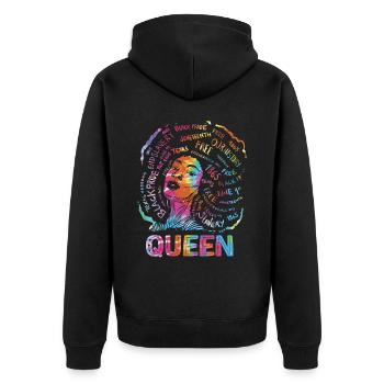 Queen For Pride Black African American Woman - Unisex Premium Organic Zip Hoodie - black - Back - Nico (187cm)