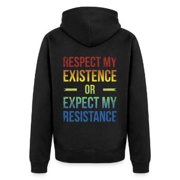 B Steht Für Schwarz Und Brillant Für Pride African - Unisex Premium Bio Zip Hoodie - Schwarz - Hinten - Nico (187cm)