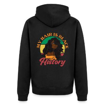 Mes cheveux sont noirs Histoire Rétro pour Orgueil Africain - Veste à capuche bio Premium Unisexe - noir - Dos - Nico (187cm)