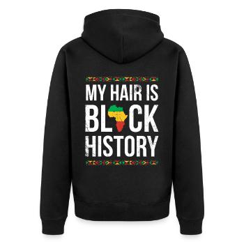 Mes cheveux sont noirs Histoire Rétro pour Orgueil Africain - Veste à capuche bio Premium Unisexe - noir - Dos - Nico (187cm)