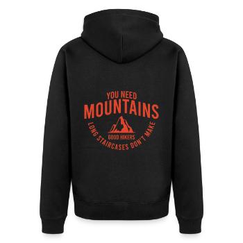 Mountaineer Sayings You Need Mountains Long - Unisex Premium Organic Zip Hoodie - black - Back - Nico (187cm)