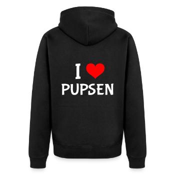 I Love Pupsen Frische Eltern - Unisex Premium Bio Zip Hoodie - Schwarz - Hinten - Nico (187cm)