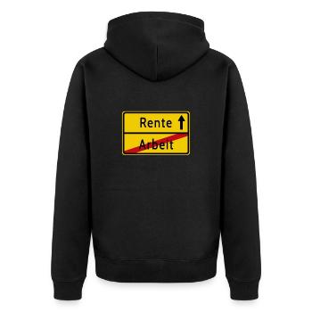 Arbeit Rente Ortsschild - Unisex Premium Bio Zip Hoodie - Schwarz - Hinten - Nico (187cm)