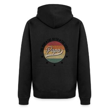 Papa the man the myth the legend - Unisex Premium Bio Zip Hoodie - Schwarz - Hinten - Nico (187cm)