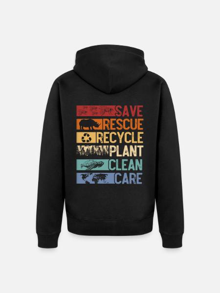 Earth Day, Save the Planet - Unisex Premium Organic Zip Hoodie - black