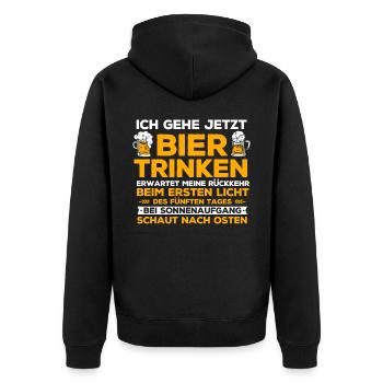 Bier Trinken, Party Bier Saufen - Unisex Premium Bio Zip Hoodie - Schwarz - Hinten - Nico (187cm)