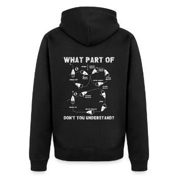 Mann Über Bord Manöver, Seemann, Segeln - Unisex Premium Bio Zip Hoodie - Schwarz - Hinten - Nico (187cm)