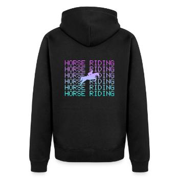 Pferde Reiten - Unisex Premium Bio Zip Hoodie - Schwarz - Hinten - Nico (187cm)