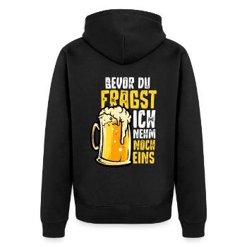 Bier Trinken, Party Bier Saufen - Unisex Premium Bio Zip Hoodie - Schwarz - Hinten - Nico (187cm)