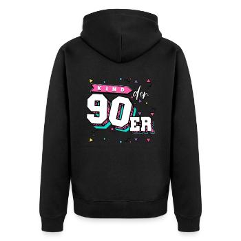 90er Jahre Kinder Der 90er - Unisex Premium Bio Zip Hoodie - Schwarz - Hinten - Nico (187cm)