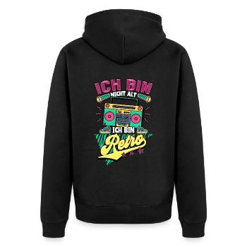 Ich Bin Nicht Alt Ich Bin Retro 90er Jahre - Unisex Premium Bio Zip Hoodie - Schwarz - Hinten - Nico (187cm)