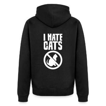 Ich Hasse Katzen Tier Hund Welpe Liebhaber - Unisex Premium Bio Zip Hoodie - Schwarz - Hinten - Nico (187cm)