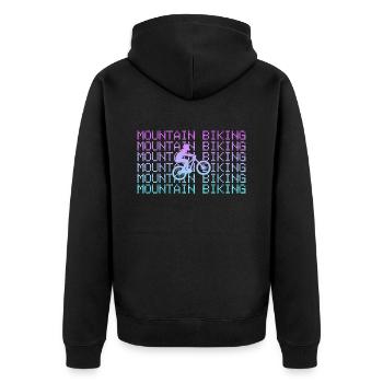 mountain biking - Unisex Premium Bio Zip Hoodie - Schwarz - Hinten - Nico (187cm)