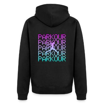 parkour - Unisex Premium Bio Zip Hoodie - Schwarz - Hinten - Nico (187cm)