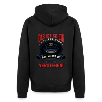 Polizist Polizei - Unisex Premium Bio Zip Hoodie - Schwarz - Hinten - Nico (187cm)