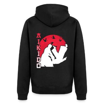 Aikido Martial Arts Fighter Martial Arts Lovers - Unisex Premium Organic Zip Hoodie - black - Back - Nico (187cm)
