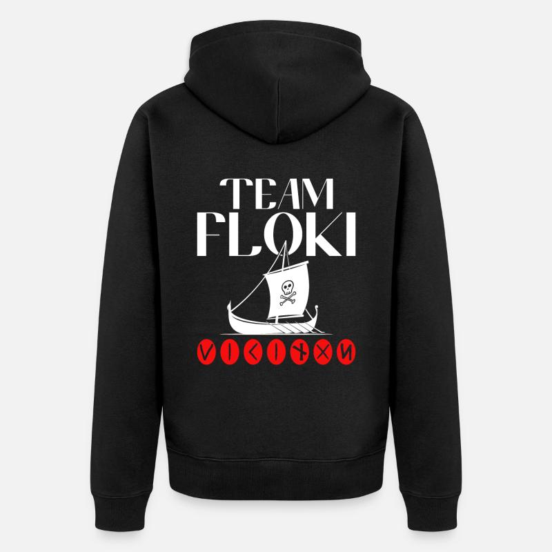 Team Floki der Schiffsbauer - Unisex Premium Bio Zip Hoodie - Schwarz