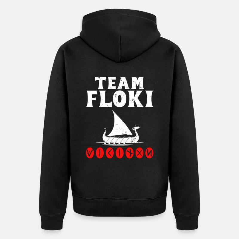 Team Floki der Schiffsbauer - Unisex Premium Bio Zip Hoodie - Schwarz