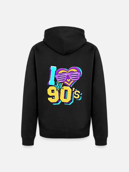 90s I Love 90s - Unisex Premium Organic Zip Hoodie - black