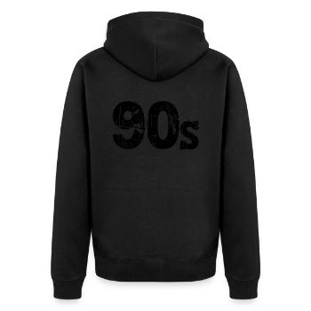 90s 90s - Unisex Premium Organic Zip Hoodie - black - Back - Nico (187cm)