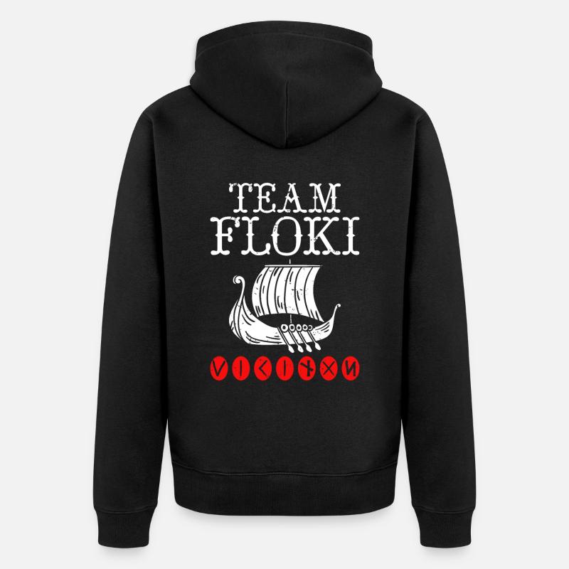 Team Floki der Schiffsbauer - Unisex Premium Bio Zip Hoodie - Schwarz