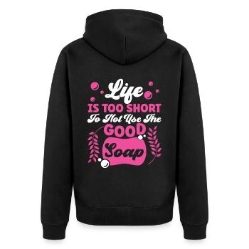 Soap Making Crafting Life Is Too - Unisex Premium Bio Zip Hoodie - Schwarz - Hinten - Nico (187cm)
