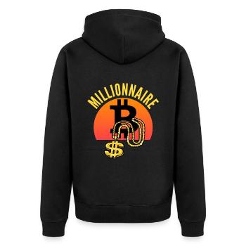 Bitcoin Hip-Hop Millionaire BTC - Unisex Premium Organic Zip Hoodie - black - Back - Nico (187cm)