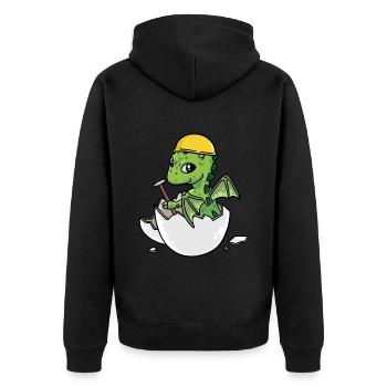 Dino Artisan Marteau Coquille d’Œuf Professions Métiers - Veste à capuche bio Premium Unisexe - noir - Dos - Nico (187cm)