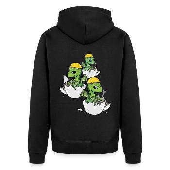 Dino Craftsman Eggshell Tool Professions Work - Unisex Premium Organic Zip Hoodie - black - Back - Nico (187cm)