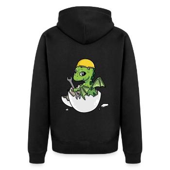 Dino Craftsman Eggshell Tool Car Workshop - Unisex Premium Organic Zip Hoodie - black - Back - Nico (187cm)