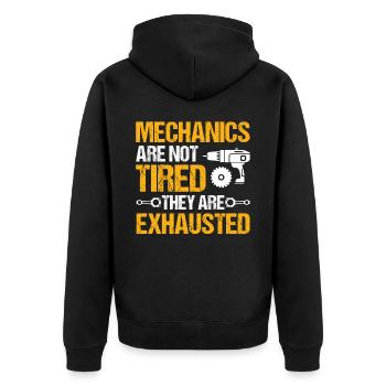 Mechanic Car Garage - Mechanics Are Not Tired - Unisex Premium Bio Zip Hoodie - Schwarz - Hinten - Nico (187cm)
