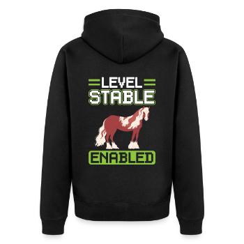 Level Stall Aktiviert - Clydesdale - Unisex Premium Bio Zip Hoodie - Schwarz - Hinten - Nico (187cm)