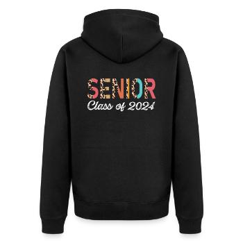Senior Class Of 2024 Leopard Seniors 23 - Unisex Premium Organic Zip Hoodie - black - Back - Nico (187cm)