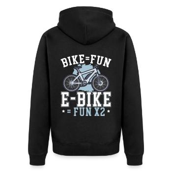 E-Bike Lover Elektrofahrradbesitzer Fahrradtour - Unisex Premium Bio Zip Hoodie - Schwarz - Hinten - Nico (187cm)