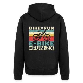 E-Bike Lover Elektrofahrradbesitzer Fahrradtour - Unisex Premium Bio Zip Hoodie - Schwarz - Hinten - Nico (187cm)