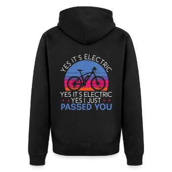 E-Bike Lover Electric Bicycle Owner Bicycle Ride - Unisex Premium Organic Zip Hoodie - black - Back - Nico (187cm)