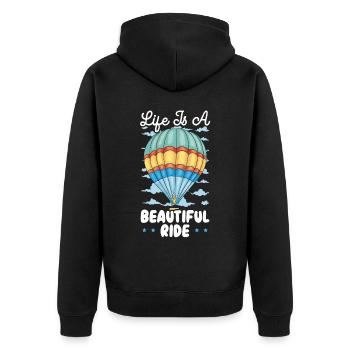 La vie est une belle balade en montgolfière - Veste à capuche bio Premium Unisexe - noir - Dos - Nico (187cm)