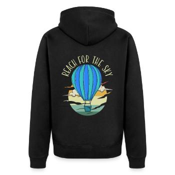 Reach For The Sky Balloonist Hot Air Balloon - Unisex Premium Organic Zip Hoodie - black - Back - Nico (187cm)