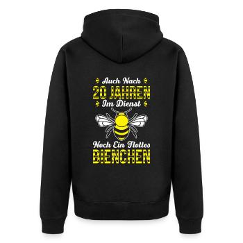 Nach 20 Jahren Dienst Noch Ein Flottes Bienchen - Unisex Premium Bio Zip Hoodie - Schwarz - Hinten - Nico (187cm)