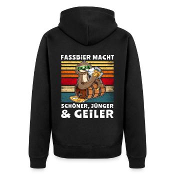 Bier Löten Faultier Biertrinker Fassbier - Unisex Premium Bio Zip Hoodie - Schwarz - Hinten - Nico (187cm)