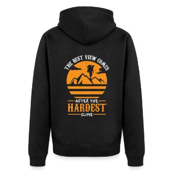 Climbing Climbers Mountains Climbing Wall Kletterdad - Unisex Premium Organic Zip Hoodie - black - Back - Nico (187cm)