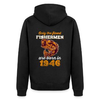 Legendär 76 Jahre alt Geschenk zum 76. Geburtstag - Unisex Premium Bio Zip Hoodie - Schwarz - Hinten - Nico (187cm)