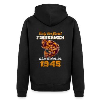 Legendär 77 Jahre alt Geschenk zum 77. Geburtstag - Unisex Premium Bio Zip Hoodie - Schwarz - Hinten - Nico (187cm)