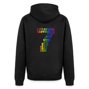 Seven 7th Birthday | Coldorful Words Themed - Unisex Premium Bio Zip Hoodie - Schwarz - Hinten - Nico (187cm)