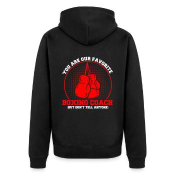 Sports Players Boxing Coaches Gift - Unisex Premium Organic Zip Hoodie - black - Back - Nico (187cm)
