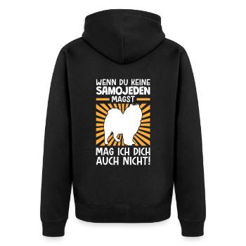 Samojeden nicht mögen Schlittenhund Samojede - Unisex Premium Bio Zip Hoodie - Schwarz - Hinten - Nico (187cm)