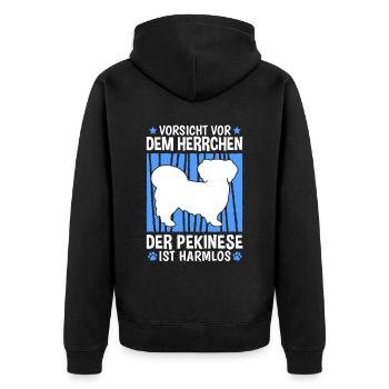 Pekinese Herrchen Peking-Palasthund Pekingese - Unisex Premium Bio Zip Hoodie - Schwarz - Hinten - Nico (187cm)