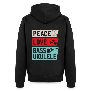 Peace Love Bass Ukulélé Instrument Musique - Veste à capuche bio Premium Unisexe - noir - Dos - Nico (187cm)